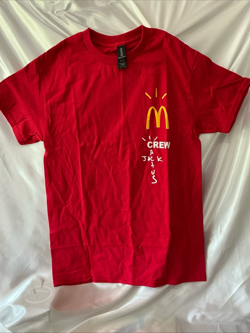 NWOT Travis Scott Cactus Jack McDonald’s Red Crew T-Shirt with Yellow Logo Small
